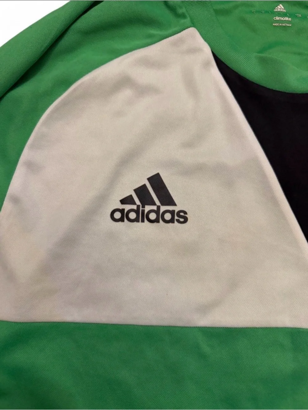 Adidas Green Long-Sleeve Soccer Jersey with Black & Cream Panels
